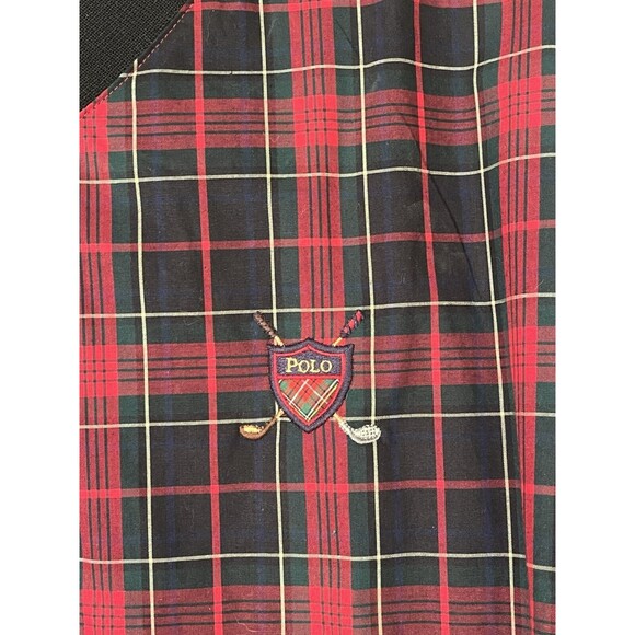 Polo Golf Ralph Lauren Pullover Windbreaker Red Plaid, Waxed Cotton, Mens Small - Picture 2 of 7